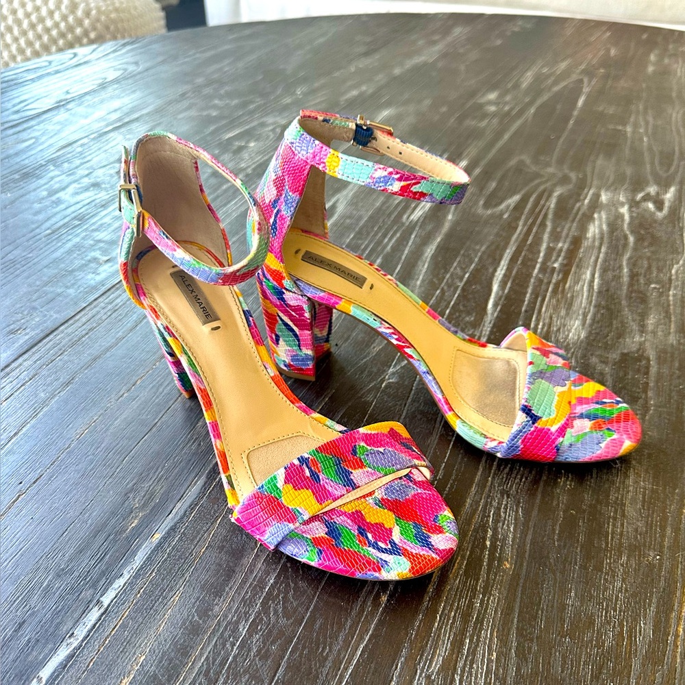 Alex Marie Multi-colored ankle strap sandals, women’s 7.5